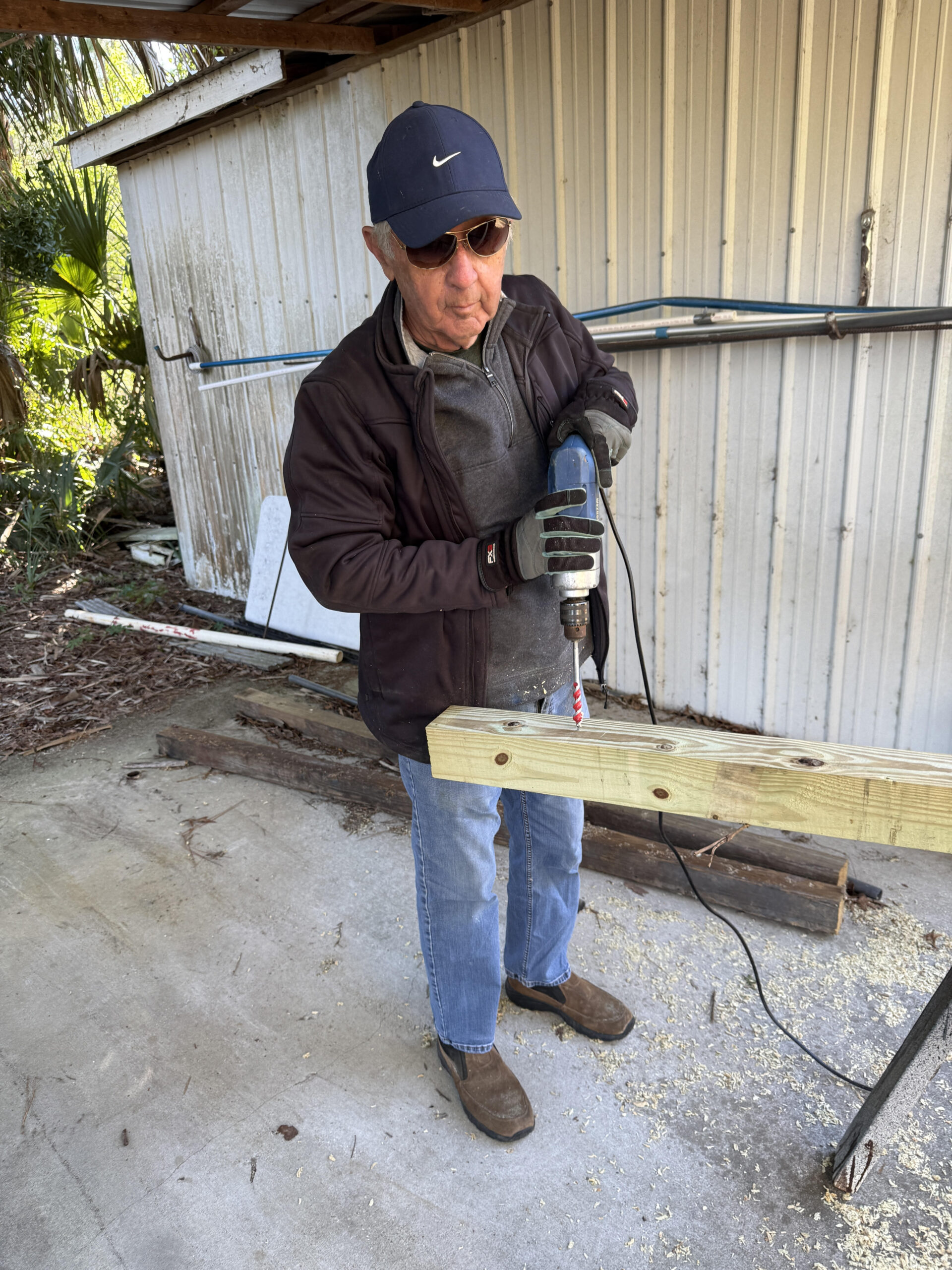 Club Member preparing parking curbs at Tri-County Radio-Controlled Flying Club, Rainbow Air Park, Dunnellon, Florida